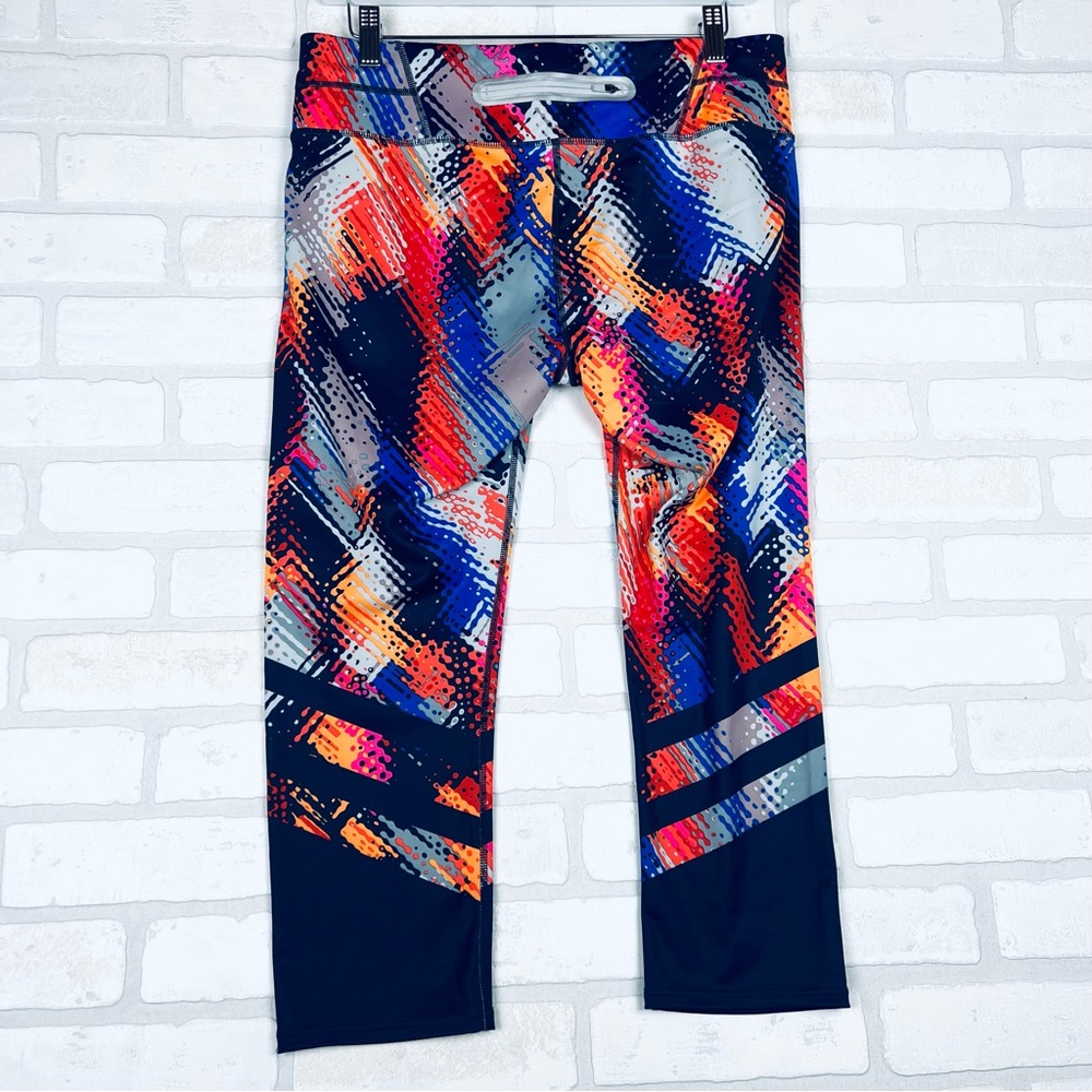 Athleta Be Free Crop Leggings Womens Multi Color Abstract Print Athletic Pants L - Picture 12 of 12